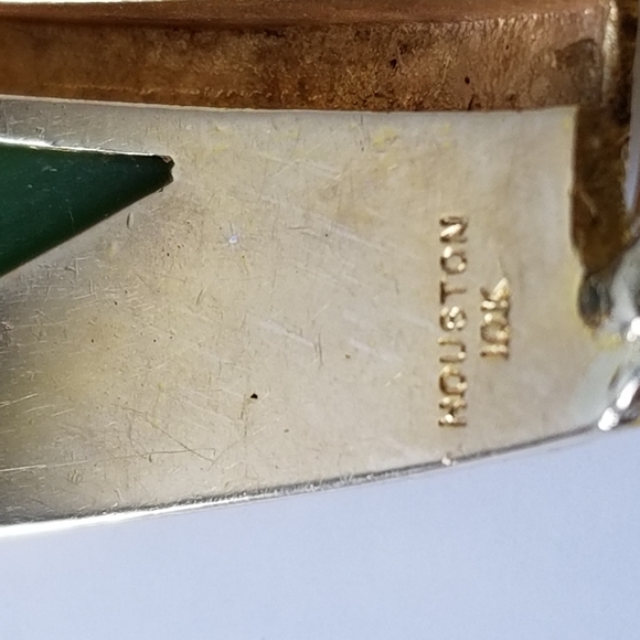 Gold nuggets and green jade men's watch Fresh Battery, Box - Picture 4 of 16